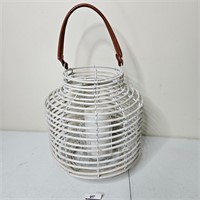 12" Basket W/ Handle & Battery Operated Candle