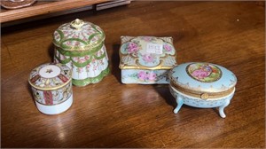 Four Hand Painted Trinket Boxes