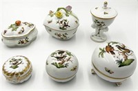 Lot of 6 Herend Porcelain Covered Boxes.