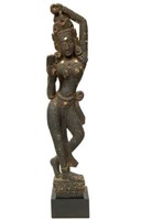 Large Carved Wood Hindu Deity Sculpture.