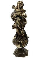 Antique Carved Wood Sculpture of Woman.