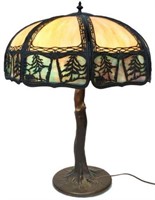 Vintage Slag Glass Panel Lamp.