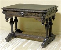 Neo Renaissance Dolphin Footed Library Table.