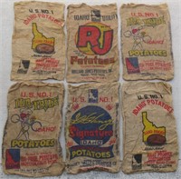 (6) IDAHO Burlap Potato Gunny Sacks