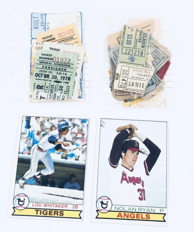 1970-80s Ticket Stubs Foreigner & Baseball Cards
