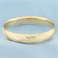 Hinged Plaid Design Bangle Bracelet in 14K Yellow