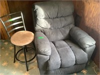 La Z Boy upholstered recliner and swivel bar stool