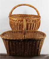 2 Large Willow Weave Gathering Baskets