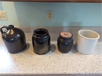 Collection of four jugs and crocks