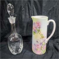 Antique decanter & lemonade pitcher