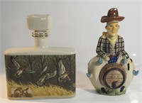1 DUCK PATTERNED & 1 COWBOY DECANTER
