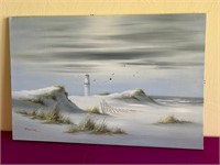 Coastal Style Painting, Signed D. Entor