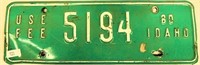 Vintage 1980 Idaho Use License Plate 5194