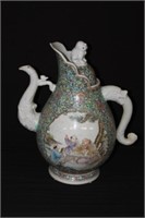 15" tall Chinese handpainted Pitcher w/ foo dog