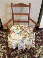 Wood & Flower Upholstery Arm Chair