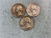 Three 1962D Washington quarters