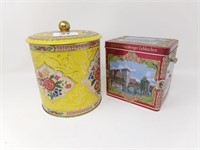 Tea Tin Music Box  AVE MARIA  & Yellow Tea Tin