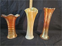 (2) Carnival Glass Vase & Indiana Glass Vase