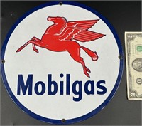 11" Mobilgas Enameled Sign - Ande Rooney Repro