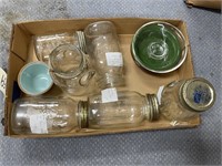 6 Glass Jars - Custard Bowl - Glass Lid - 2 Ovenwa