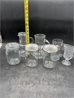 Assorted Glass Jars, Pitchers & Mugs