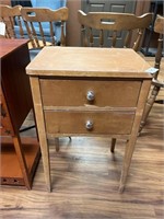 Small Wooden End / Sewing Table - W/ 2 Drawers