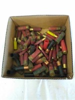 Box of full and empty shotgun shells