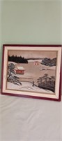 Framed Silk Japanese Painting