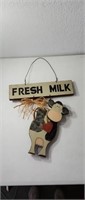 Fresh Milk Cow wood sign