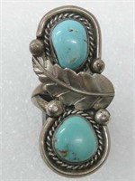 Vtg Sterling Silver & Turquoise SW Ring