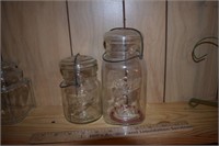 Two Old Ball Jars w/ Spring Lids