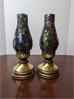 Vintage multi colored oil lamps