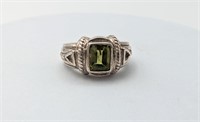 Chunky Peridot Faceted Stone Sterling Silver Ring