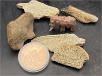 Mammoth, Fossil, Natural, Collectible, Bone, Carvi