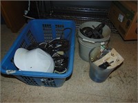 Basket of Shop cords, plumbing, cables, plus