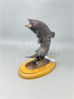 brass fish on stand - 9.5" tall