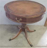 Leather Topped Round Accent Table