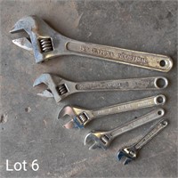 5x Crescent Wrenches, 6, 8, 10, 12 & 15 Inch