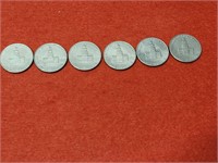 (6) J.F. Kennedy Half Dollars 1776-1976