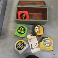 Measuring Tapes and wooden box