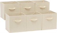 Amazon Basics Fabric Storage Cubes - Beige 6pk