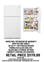 Whirlpool Refrigerator w/ Warranty