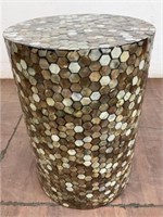 Mosaic Mother Of Pearl Cylinder Accent Table