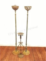 (3) Freestanding Large Bronze Candlesticks