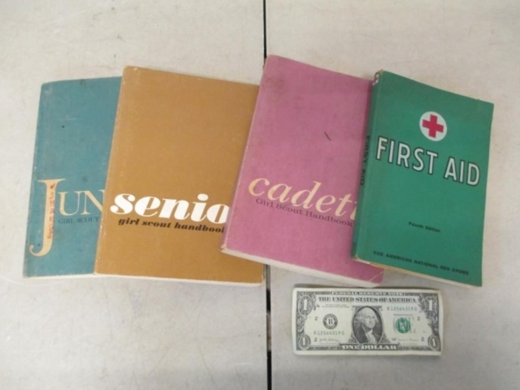 3 Vintage Girl Scout Books & 1969 First Aid