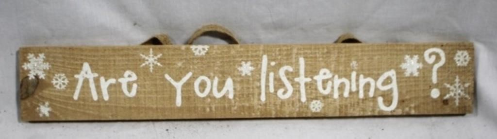 Are You Listening Wood Sign, 18 x 3