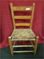 Hickory and oak ladder back dining chair with