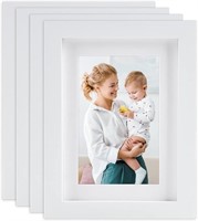 AEVETE 5x7 Picture Frames White 4 pack, Solid Wood