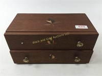 Hand crafted wood jewelry box with drawers