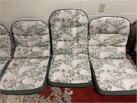 6 outside chair cushions green & white